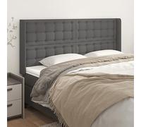 Bucmath Tête de lit avec oreilles grise, 163 x 16 x 118/128 cm, en cuir synthétique, rembourrée, hauteur réglable, pour chambre à coucher, design robuste pour le confort et l'élégance