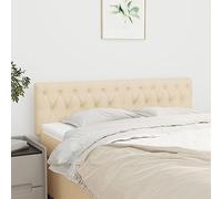 Bucmath Tête de lit crème en Tissu Respirant 144x7x78-88 cm avec Pieds en Bois Robustes, Hauteur réglable, Design élégant pour Chambre, Soutien Lombaire Confortable
