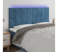Bucmath Tête de lit LED bleu foncé 160 x 5 x 118/128 cm, en velours, réglable en hauteur, avec bande LED découpable, pour chambre à coucher, lecture confortable et regarder la télévision - Design