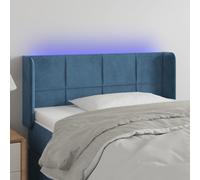 Bucmath Tête de lit LED bleu foncé 93 x 16 x 78/88 cm en velours, réglable en hauteur, tissu d'ameublement doux, avec port USB, pour lit de chambre à coucher