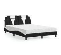 Bucmath Viana Lit double en cuir synthétique avec matelas en forme de vague Noir et blanc 140 x 200 cm