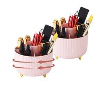BUCOMTU 2 Pièces Organisateur Maquillage Rotatif, Rangement Maquillage Support Cosmétique Plastique, Convient pour ranger les cosmétiques, organiser la table (Couleur rose)
