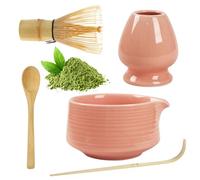 BUCOMTU 5 pièces Rose Matcha Kit Fouets à Matcha Convient à la Préparation de Thé Matcha pour la Maison, le Bureau et le Salon de Thé Fouet Matcha
