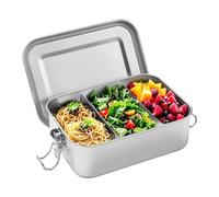 BUCOMTU 850ml Boîte à Bento en Acier Inoxydable, Lunch Box avec 2 Compartiments Amovibles, Boite Alimentaire à Compartiments, Anti Fuite, Durable et éCologique Bento Box pour Enfants et Adultes