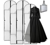 BUCOMTU Housses de Vêtements 4 pièces Blanc Transparents Housse Vetements à Suspendre avce Zip,anti Poussière,pour Manteau,Robes,Chemises,robe de mariée,Costume