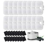 BUCOMTU Lot de 16 Filtre Fontaine eau Chat et 16 éponges en mousse pour fontaine à eau pour Dockstream, filtres de remplacement compatibles avec PLWF005, PLWF115 et PLWF105