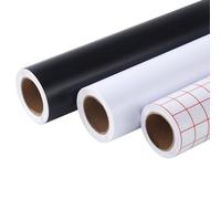 BUCOMTU Lot de 3 Rouleaux 30,5 x 300 cm Vinyle Adhésif Noir et Blanc, Film Vinyle pour Traceur,Vinyle Permanent Multisurface - Pour Cadeaux DIY, Mug, Fenêtre, Céramique, Plastique