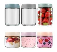 BUCOMTU Lot de 6 Bocaux en Verre Overnight Oats Jar,Bocaux avec Couvercle à Visser, Réutilisables Avec Oats Jar pour Overnight Oats, Meal Prep Boxes, Confitures Maison, Pickles, Puddings, Yaourts