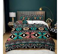 BUCROS Housse de Couette en Microfibre Ethnique Bohème 240x280 CM 2 taie d’Oreiller Parure de Lit 2 Personne, idéale pour Les 4 Saisons La Fibre de Polyester est Super Douce