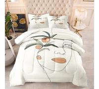 BUCROS Housse de Couette King Size Simple Blanc Fille Gens 240x280 CM 3D imprimé literie Couette Housse de Couette avec Fermeture à glissière 2 taies d'oreiller literie en Microfibre