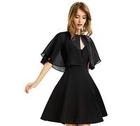 BUCUXE XinQi Châle en mousseline de soie douce pour femme - Pour robe de soirée de mariage - Boléro, noir, taille unique