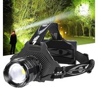 Bud K Lampe frontale LED rechargeable 90 000 lumens élevés, 30 W super lumineuse avec 6 modes, zoomable, étanche IPX6 pour randonnée, camping, course à pied, pêche, chasse