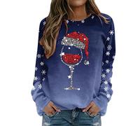 BUDAOWENG Sweat Femme sans Capuche Chic Imprimé Plume Sweat Shirt Femme Manche Longue Chemisier Femme Chic Et élégant Col Rond Sweatshirt Femme Grande Taille Pull Femme Sexy Top