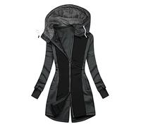 BUDAOWENG Veste Femme Anorak Hiver Manche Longue Fermeture Éclair Gris Taille XXL