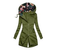 BUDAOWENG Veste Sweat Femme avec Capuche Long Chaud À Longue Gilet Cardigan Grande Taille Manches Longues Color Block Slim Fit Tunique Casual Jacket Hoodie Outwear, A-09 Armée Verte, 3XL