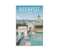 Budapest Hongrie Poster de voyage vintage 20 x 30 cm Impression sur toile pour salon, chambre, dortoir, maison, bureau Décoration murale