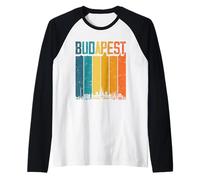 Budapest Hongrie Retro Vintage Sunset Skyline Budapest Manche Raglan