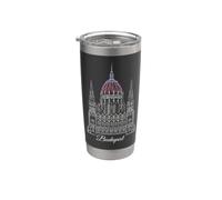 Budapest, Parlement dessiné à la main, Hongrie Gobelet isotherme en acier inoxydable double paroi