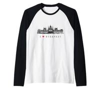 Budapest Parlement Hongrie Vintage Skyline I Love Budapest Manche Raglan