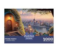 Budapest The Lights of The Evening 1000 Pièces Carton Extra-épais Lot de Puzzles Moss-Covered Cottage Anti-Stress Jeu Familial Puzzles As Birthday Gifts 38x26cm/1000pcs