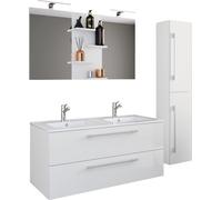BudasiS ensemble de meubles de salle de bains double couler blanc.