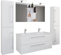 BudasiS ensemble de meubles de salle de bains double couler blanc.