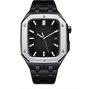 BUDAY Boîtier de montre en métal noble, pour bracelet Apple Watch 44 mm 45 mm en acier inoxydable, pour iWatch séries 9 8 7 6 SE 5 4, 44mm, Agate