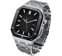 BUDAY Boîtier de montre en métal noble, pour bracelet Apple Watch 44 mm 45 mm en acier inoxydable, pour iWatch séries 9 8 7 6 SE 5 4, 45mm, Agate