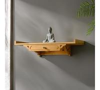 Buddha Altar Meditation Table, Wall-Mounted Personal Shrine, Wood Buddhist Shelf for Home, Wealth God Guanyin Buddha Statue Cabinet，with Drawer(Wood,Large)