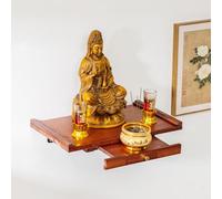 Buddha Altar Shelf Stand Wooden Wall Rack,Table de Shrine Statue Murale,Alter Cabinet For Witch Wiccan Buddhist Prayer Riser(80 * 30 * 33cm/31.4 * 11.8 * 12.9in)