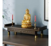 Buddha Altar Table, Wall-Mounted Personal Shrine, Wood Buddhist Altar Shelf for Home, God Shelf for Wealth God, Guanyin, Buddha Statue(Desktop,Large)