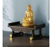 Buddha Altar Table, Wall-Mounted Personal Shrine, Wood Buddhist Altar Shelf for Home, God Shelf for Wealth God, Guanyin, Buddha Statue(Heightened,Small)