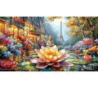 Buddha-and-Jesus-Seated-Together 1000 pièces Puzzle Papier recyclé Défi de Jeu éducatif Cadeau Amusant & Activité Maison pour Adultes et Enfants 38x26/1000 pièces