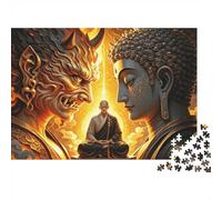 Buddha Demon Jigsaw Puzzles 1000 Piècess Recycled Meditation Art Senior Puzzles Party Game Props Great Cadeau Idea for Family and Friends Birthdays 70x50cm/1000pcs