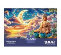 Buddha en Dream 1000 Pièces Résistant Carton Puzzle Buddha Meditating près The Sea à Dusk Ados Écolo Non Toxique 70x50cm/1000pcs