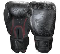 BUDDHA FIGHT WEAR Fantasy Gants de boxe mexicains en cuir synthétique anti-odeurs avec coutures renforcées Noir et noir mat 25,4 g