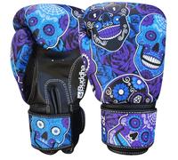 BUDDHA FIGHT WEAR Fantasy Mexican Gants de boxe Muay Thai Kick Boxing Cuir synthétique Tissu intérieur résistant aux odeurs Couture renforcée Violet 300 ml