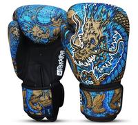 BUDDHA FIGHT WEAR Gants de boxe Blue Dragon, conçus pour l'entraînement et le sparring en Muay Thai, Kickboxing, Fitness - Hommes et Femmes - 300 ml