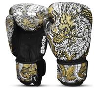 BUDDHA FIGHT WEAR - Gants de boxe Dragon blancs conçus pour l'entraînement et le sparring en Muay Thai Kickboxing Fitness - Hommes et femmes - 400 ml