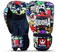 Buddha Fight Wear - Gants de Boxe Fantasy Zippy - Muay Thai - Kick Boxing - Cuir synthétique de Haute qualité - Tissu intérieur résistant aux odeurs - Coutures renforcées - Multicolore - 14 Oz