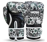 BUDDHA FIGHT WEAR - Gants de Boxe mexicains - Muay Thai - Kick Boxing - Cuir synthétique de Haute qualité - Rembourrage intérieur GS-3 - Protection Contre Les Chocs - Couleur Noir - Taille 12 Oz