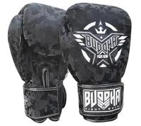 BUDDHA FIGHT WEAR Gants de boxe thaïlandais, muay thaïlandais, kick boxing, cuir synthétique, tissu intérieur résistant aux odeurs, différents designs (Army noir, 10 oz)
