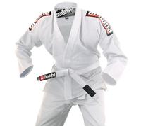 Buddha Fight Wear - Kimono Premium Infinity Noir de Jiu Jitsu Brésilien/BJJ Gi avec Ceinture Blanche, Unisexe Adulte, blanc, A1