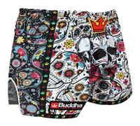 Buddha Fight Wear Pantalon rétro Premium Fantasy. Spécialement conçu pour l'entraînement et la compétition de kick boxing, Muay Thai, K1, boxe, Blanc + noir, S