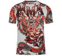 Buddha Fight Wear T-shirt Muay Thai Boxe MMA Kick Boxing Dry Fit Top manches courtes unisexe, rouge, L