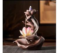 Buddha Hand Backflow Incense Burner Household Indoor Retro lwood Lotus Incense Stick Holder Yoga Room,Office,Home Decoration (B) (A)