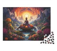 Buddha Meditation Scene Colourful Meditative Forest Figure 1000 Pieces Adult Jigsaws Birthday Fun Activity for Rainy Days 70x50cm/1000pcs