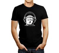 Buddha Music Headphones Men's Unisex Short-Sleeved T-Shirt Camiseta Tee Black 3XL