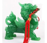 Buddha Statues Sculptures Pi Xiu Statue naturelle résine Jade Pixiu Pi Yao Feng Shui Sculptures Jucai Piqiu Richesse Porsperity Statue mal à Dissipation Spirits Home Office Decor, Vert Objets de décor