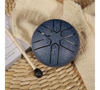 Buddha Stones Mini tambour à langue en acier avec 6 notes de 7,6 cm pour méditation, divertissement, éducation musicale (bleu marine)